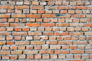 Background of old vintage brick wall. Red brick wall texture grunge background perfect for design purposes.