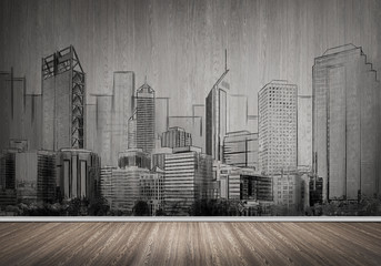 City design on wall
