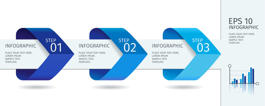 Infographic arrows with step up options. Vector template in flat design style