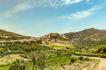 panoramic view of small village at high atlas in morocco