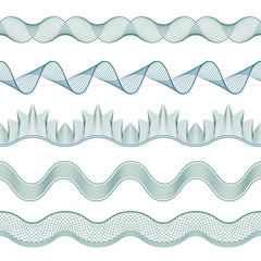 Set: Seamless Guilloche Borders for certificate or diploma, isolated. Vector illustration