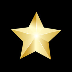 Happy new year card  with golden star over black background. Vector illustration.