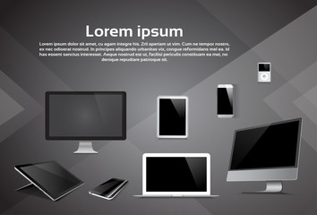 Responsive Design Laptop Phone Tablet MP3 Player Desktop Device Vector Illustration