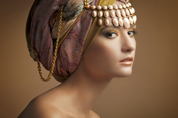 the beautiful young girl in a turban