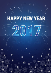 Happy New Year 2017 Banner Merry Christmas Greeting Card Flat Vector Illustration