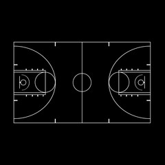 Basketball court icon isolated on black background