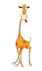 Illustration of a Cute Giraffe. Cartoon Character