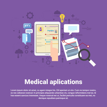 Medical Application Health Care Medicine Online Web Banner Flat Vector Illustration