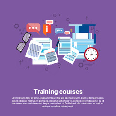 Learning Training Courses Education Web Banner Flat Vector Illustration