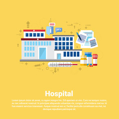 Hospital Medical Application Health Care Medicine Online Web Banner Flat Vector Illustration