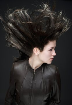 Woman With Wind Blown Hair