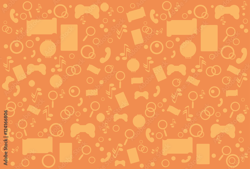 Poster modern abstract mobile application top angle view contour over orange background vector illustration