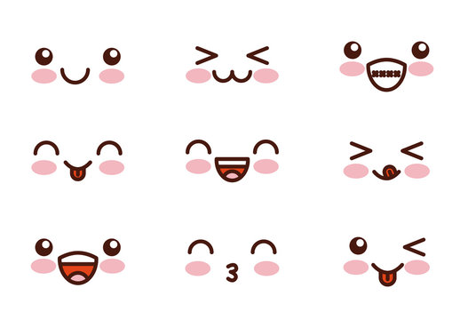 20 Cute Anime Style Facial Expression Icons