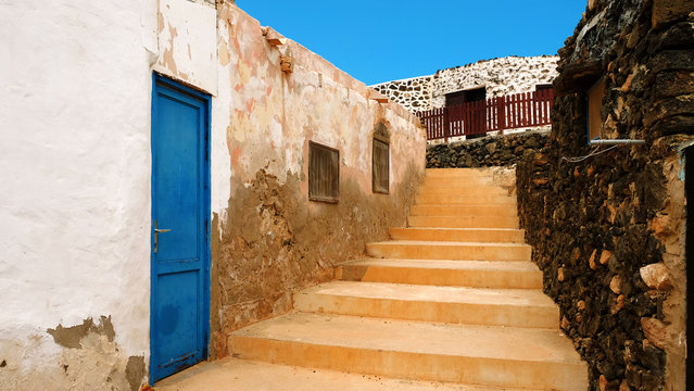 Street in the fishers village on the Canary Island Lobos, Fuerte