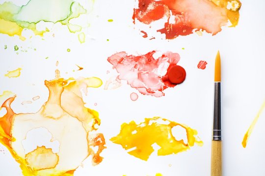 Paint Splatters And Paint Brush