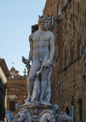 Detail of the Neptune Fountain in Florence Neptune figure