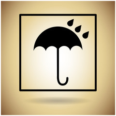 Package Icon Umbrella Rain Drop Flat Vector Illustration