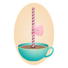 Cacao and Marshmallow. Cartoon Characters.