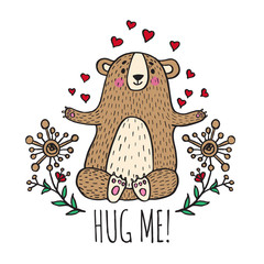 Hug me card with teddy bear