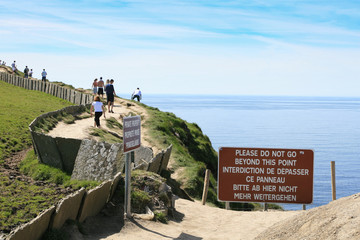 Dangerous crossing, Cliff of Moher in Ireland 
