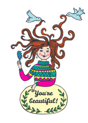 Stylish beautiful card with girl