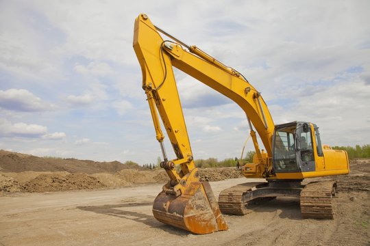 Heavy Equipment In A Construction Site; St. Albert, Alberta, Canada