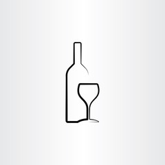 wine glass and bottle stylized vector illustration