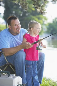 A Father And Daughter Fishing Together