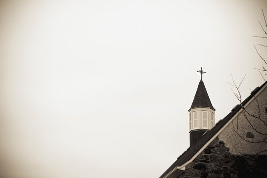 A Church Steeple With A Cross; Jordan, Ontario, Canada