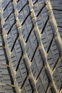 Close-Up Detail Of Tire Tread Pattern; Tarifa, Cadiz, Andalusia, Spain