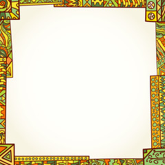 Decorative frame from abstract elements of hand-drawn and painted. Style zentangle.