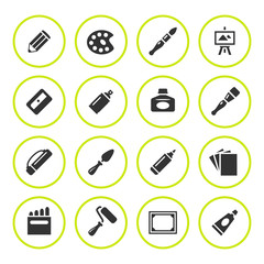 Set round icons of art