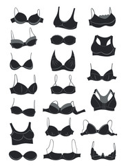 Silhouettes of bras