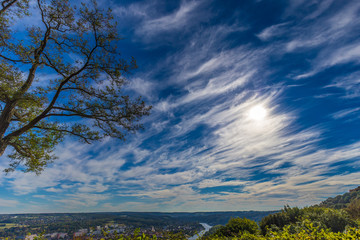 Aerial view of city Namur and Meuse river, Belgium