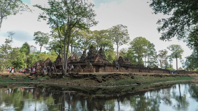 Banteay Srei Temple timelapse, Siem Reap, Cambodia, 4K Time lapse