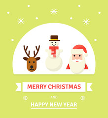 Christmas symbols illustration. Vector card in flat style.