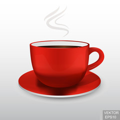 Realistic ceramic mug. Hot drinks. 3D. Coffee. Tea. For your design