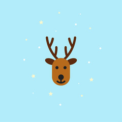 Christmas deer Icon in flat style - vector illustration.