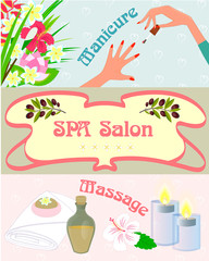 Promotional posters manicure and massage for spa salon