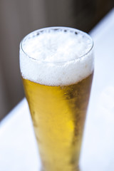 foamy head on a glass of beer