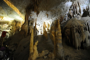 Stalactites and stalagmites inside the Postojna cave (Postojna Jama), Slovenia 