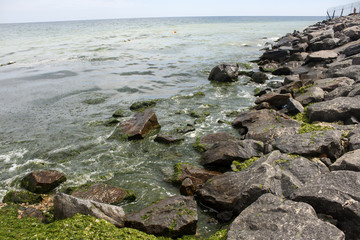 The seashore, sky, rocks