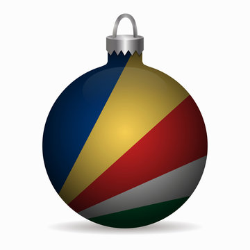 seychelles flag christmas ball vector