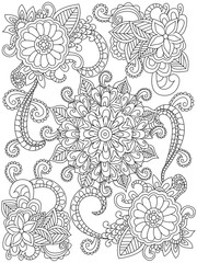 Mandala flower coloring vector for adults