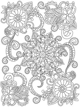 Mandala flower coloring vector for adults