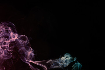 Smoke, color spectrum, isolated on black background