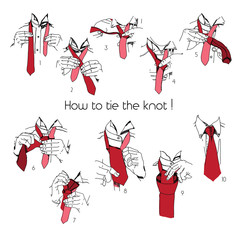 illustration of Instructions, Scheme, Brochure for How to tie kn