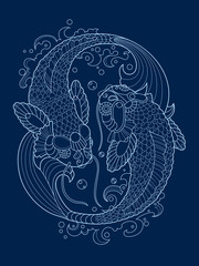 Koi carp tattoo design vector illustration