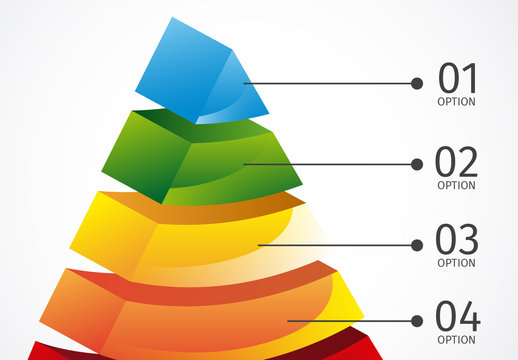 Colorful 3D Layered Pyramid Infographic Diagram Template