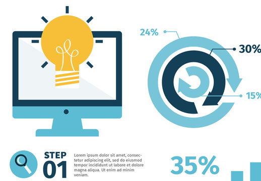 Blue Yellow Creative Lightbulb Business Infographic Template